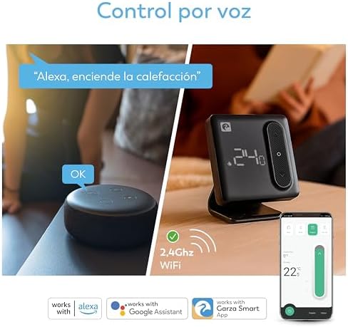  Termostato Wi-Fi Inteligente Garza para Caldera y Calefacción con Detección de Ventanas Abiertas y Control por Voz
| Te