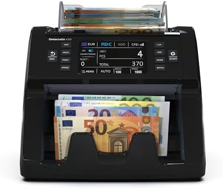 'Detectalia V30 Contador de Billetes y Detector de Billetes Falsos USB 1200 Billetes/Minuto Pantalla Táctil y Externa Se
