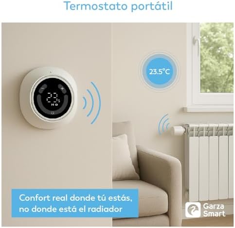 Garza - Cabezal termostático inteligente para radiador requiere Hub Zigbee |0, control por app y voz, 2 años de autonomí