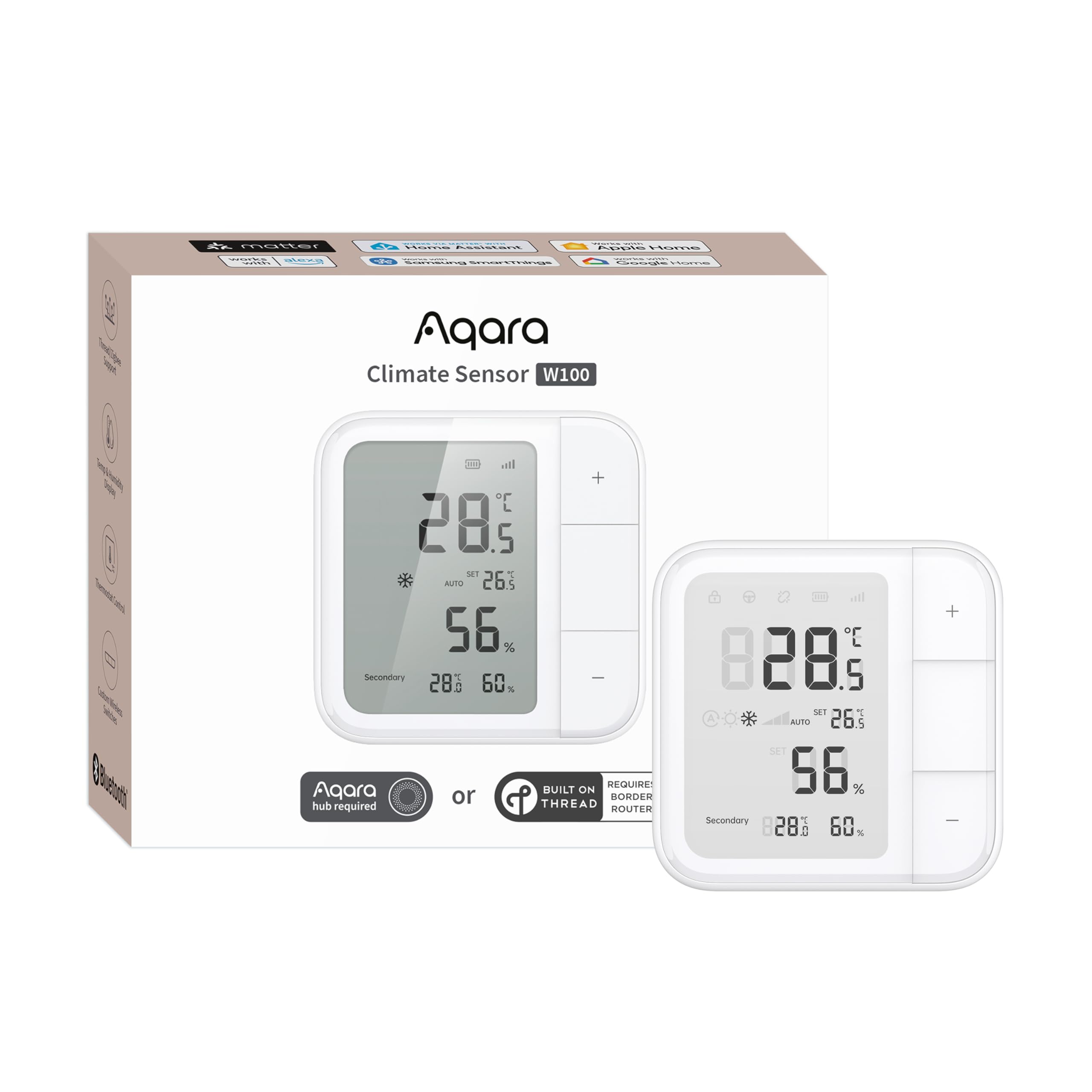  Aqara Termostato de Habitación Inteligente W100 Thread/Zigbee, Control Inalámbrico para HVAC, Ideal para Hogares Inteli
