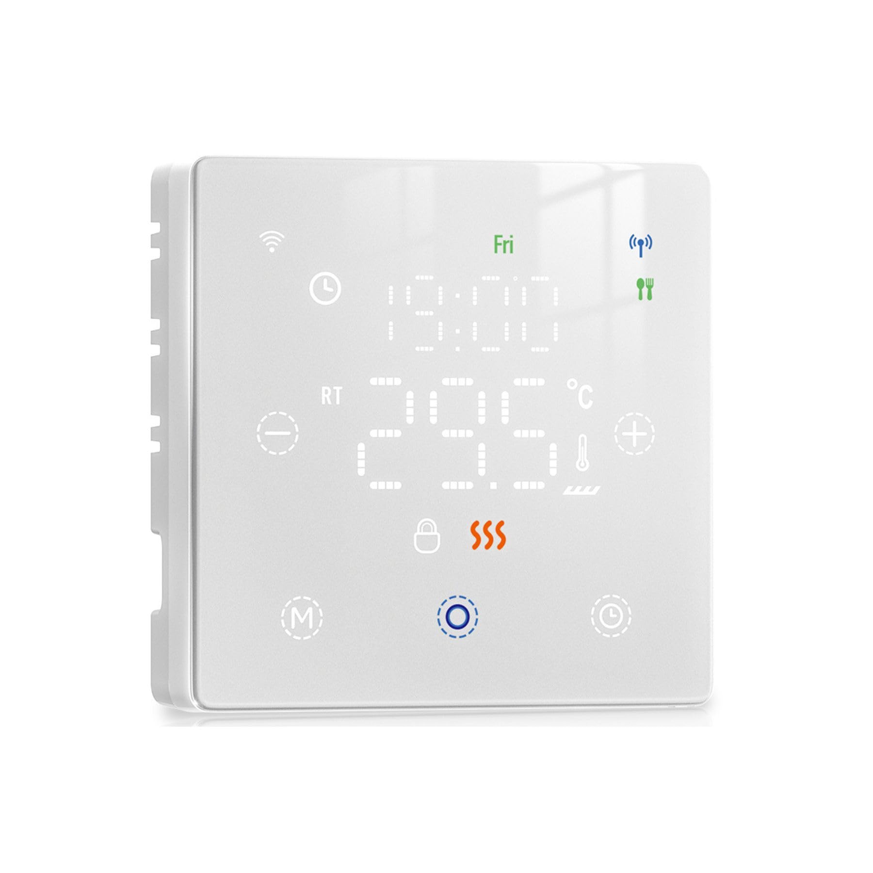  Termostato WiFi a pilas blanco para caldera de gasSmart para hogares modernos
| Termostato WiFi a pilas blanco con pant