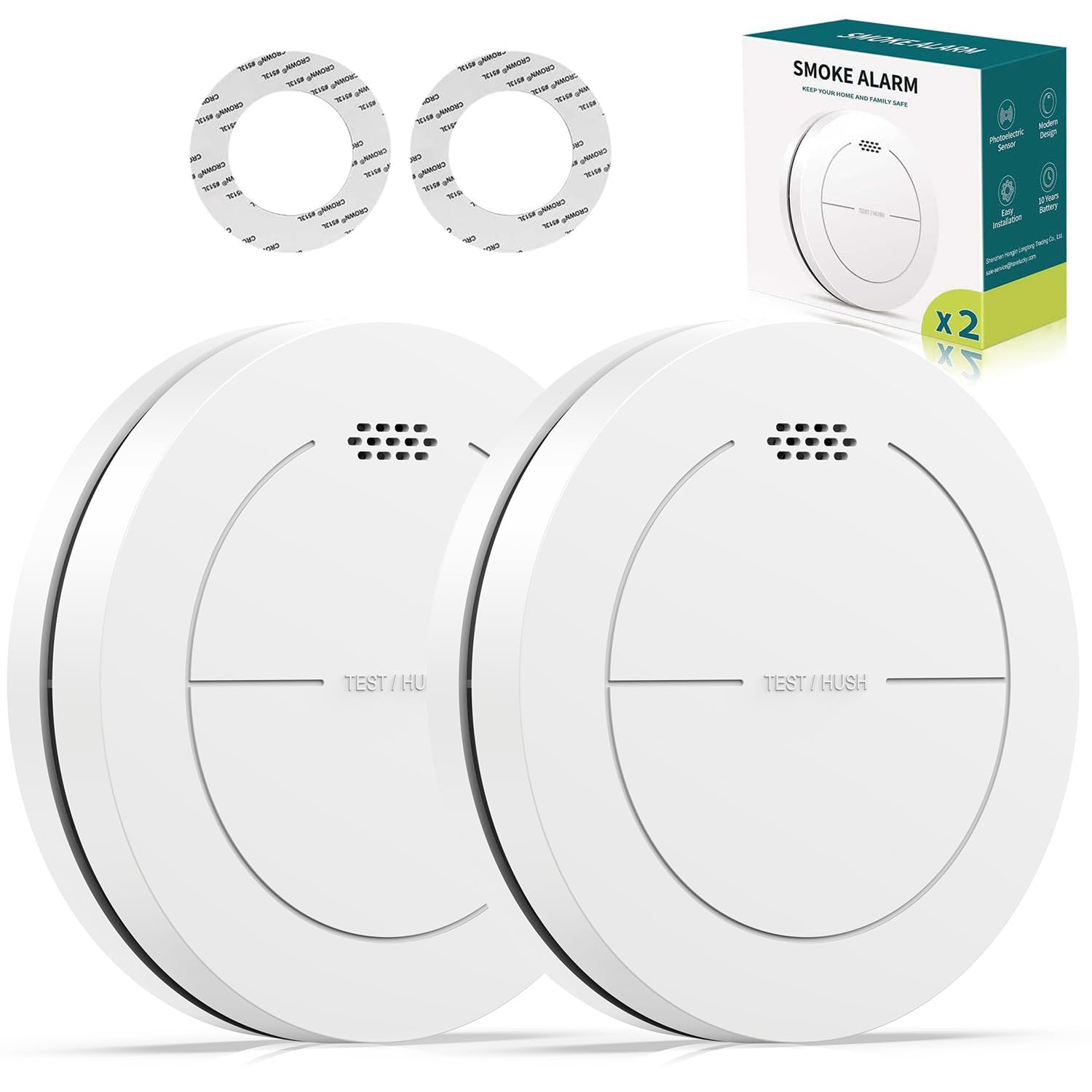 Alarmas de Humo con Batería de 10 Años, Silencio y Altísima Potencia Sonora, 85dB, Detector de Humo Fotoeléctrico Adhere